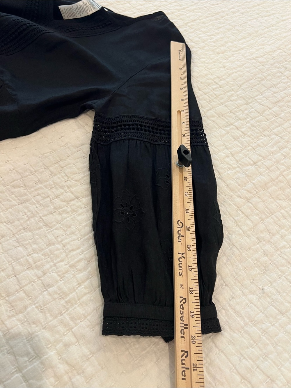 Tommy Bahama Lucia Dress Womens Large Black Linen Blend Embroidered Cottage - Picture 15 of 16